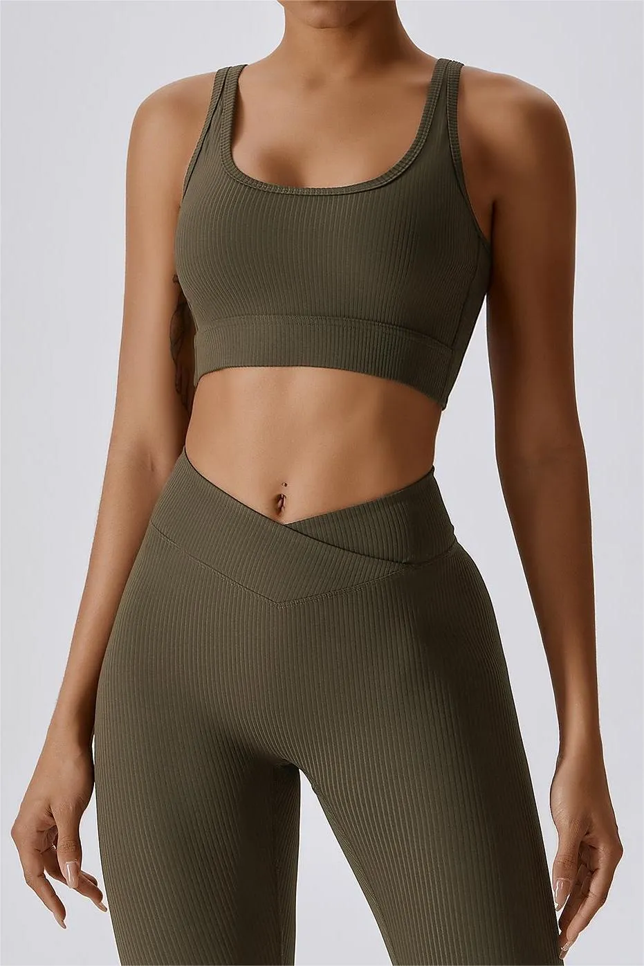 Ribbed Caged Back Sports Bra