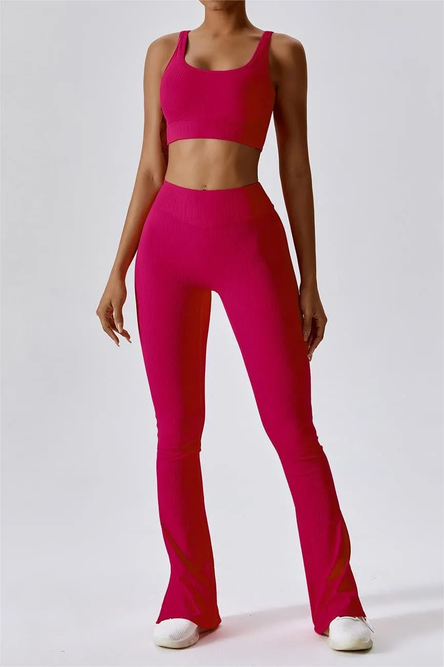 Ribbed Caged Back Sports Bra