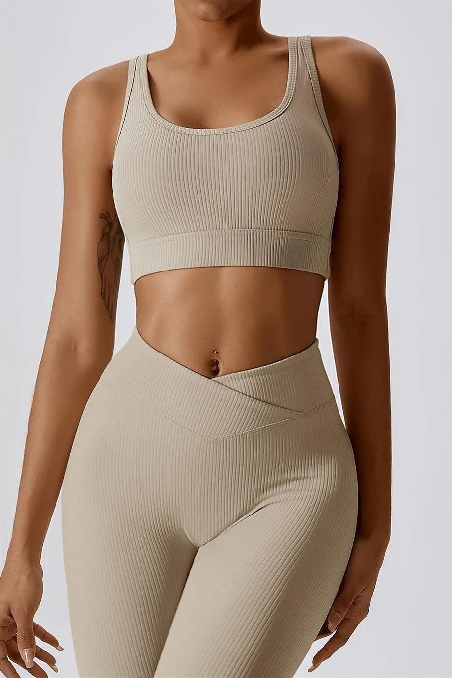 Ribbed Caged Back Sports Bra