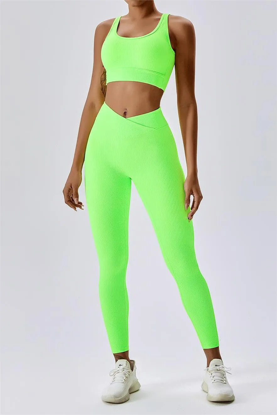 Ribbed Caged Back Sports Bra