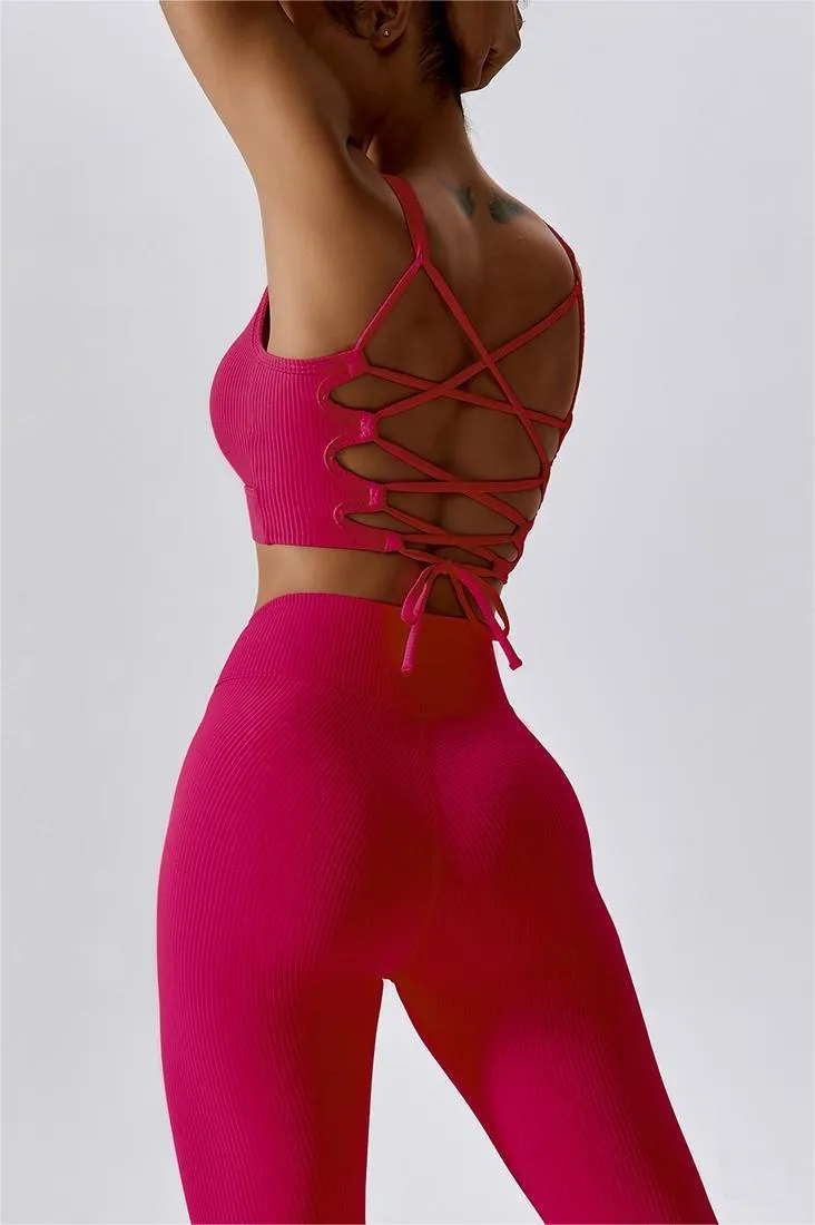 Ribbed Caged Back Sports Bra