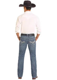 ROCK & ROLL MEDIUM WASH TWO TONE STITCH REVOLVER STRAIGHT LEG JEAN