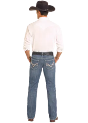 ROCK & ROLL MEDIUM WASH TWO TONE STITCH REVOLVER STRAIGHT LEG JEAN
