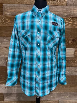 Rock & Roll Men's Turquoise Plaid Western Shirt