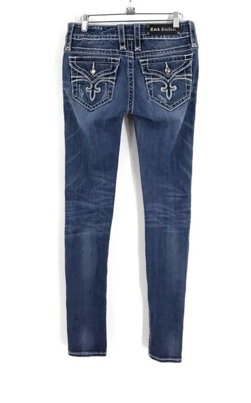 Rock Revival Women's Blue Noelle Medium Wash Skinny Jeans - Size 28