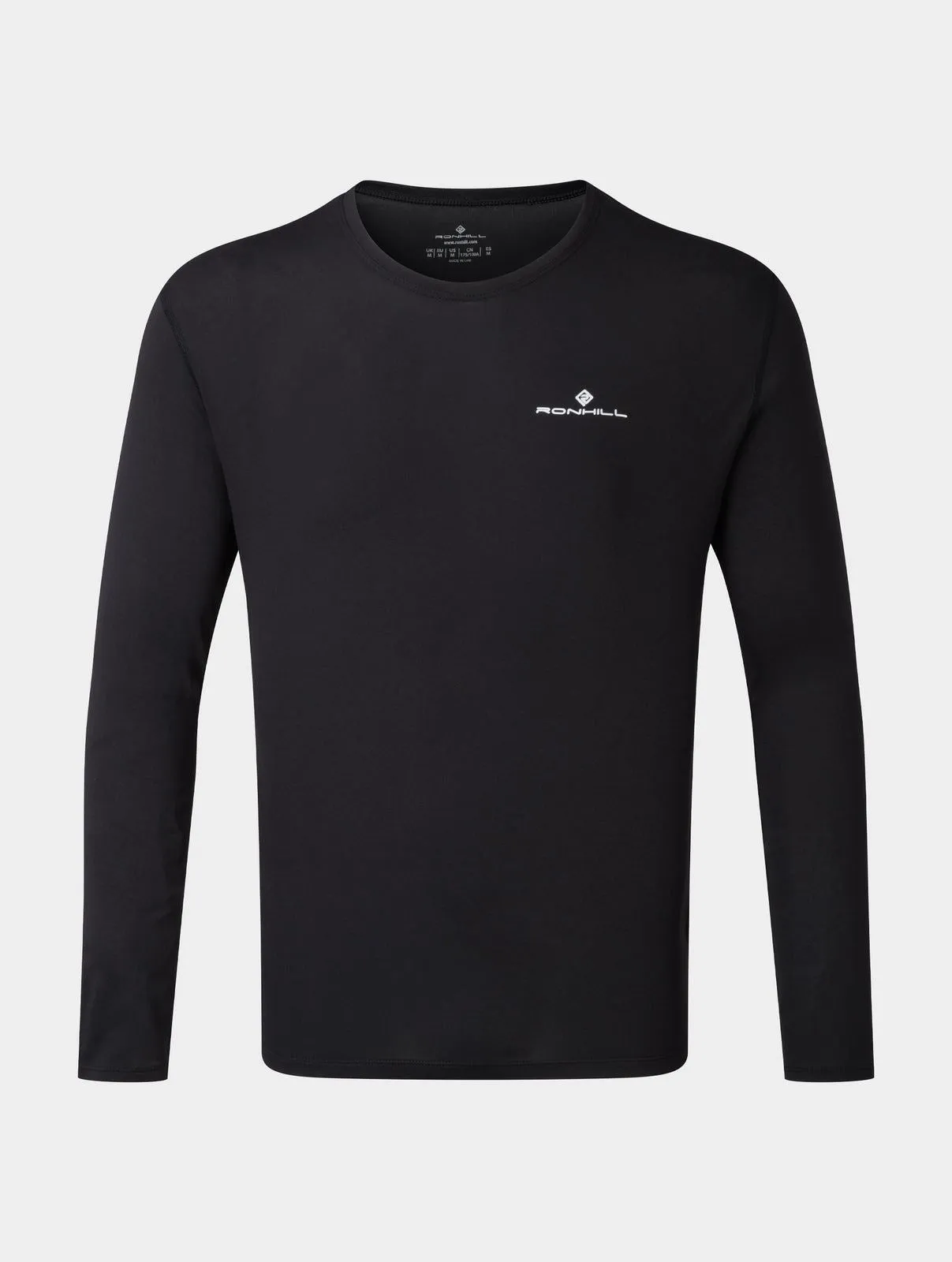 Ronhill Mens Core L/S Training Running Top Lightweight Fast Dry - Black / White