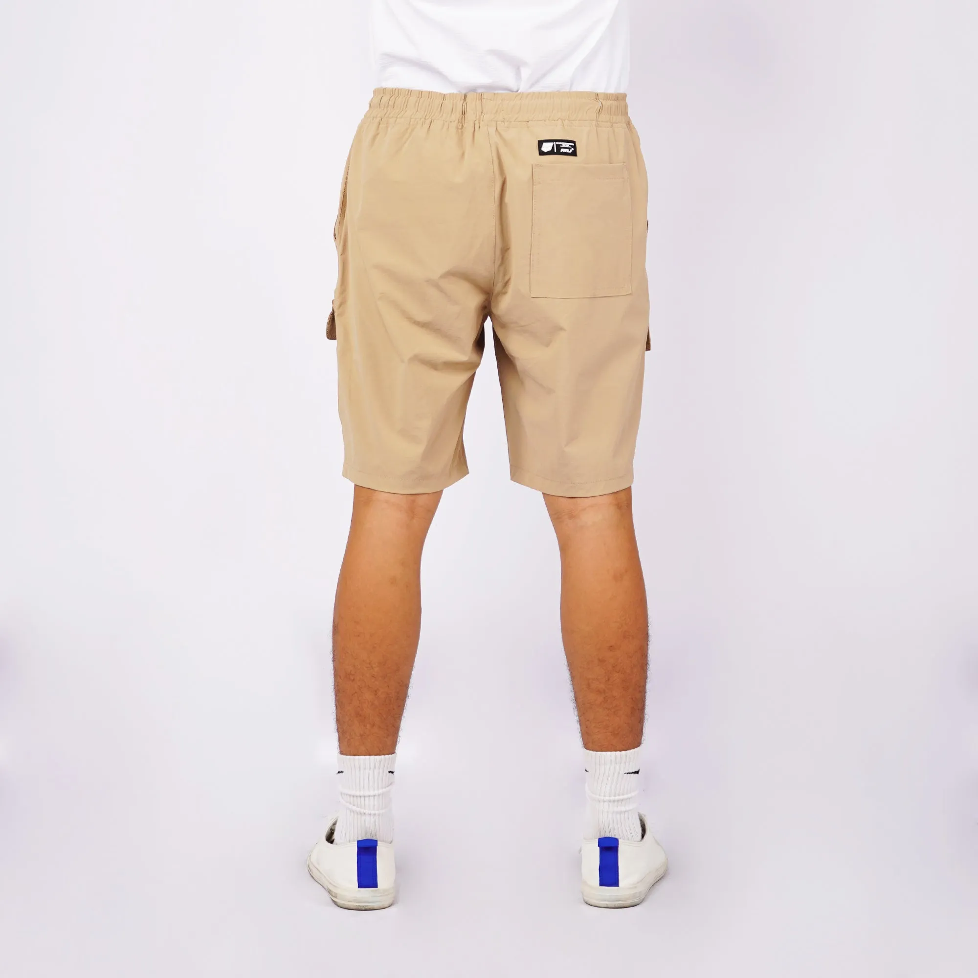 RRJ Men's Basic Non-Denim Cargo Short Regular Fitting Mid-rise 155193 (Beige)