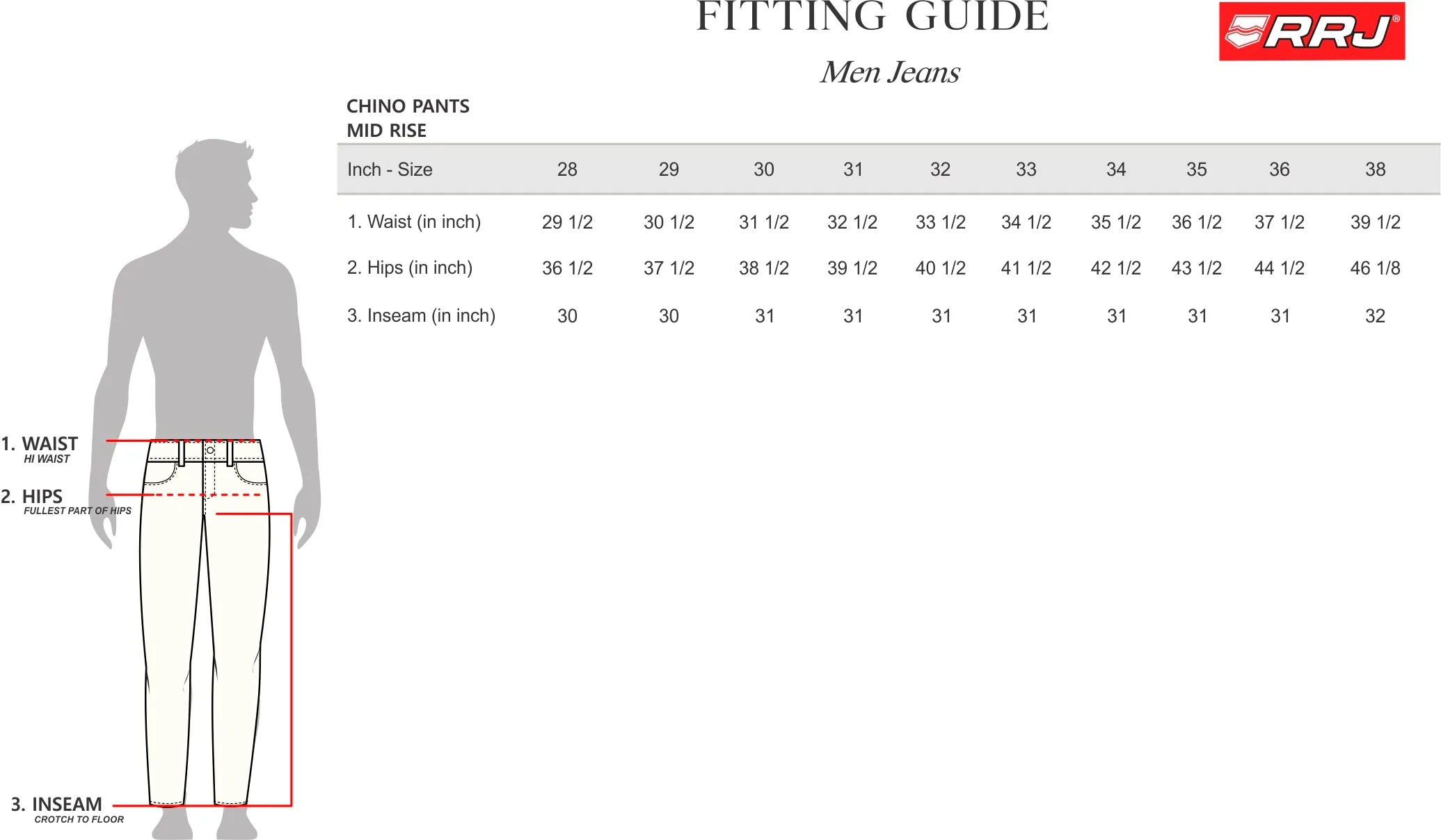 RRJ Men's Basic Non-Denim Chino Pants Mid-Rise Fitting Rinse Wash Fabric 164397 (Khaki)