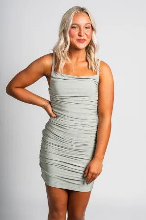 Ruched mini dress pistachio