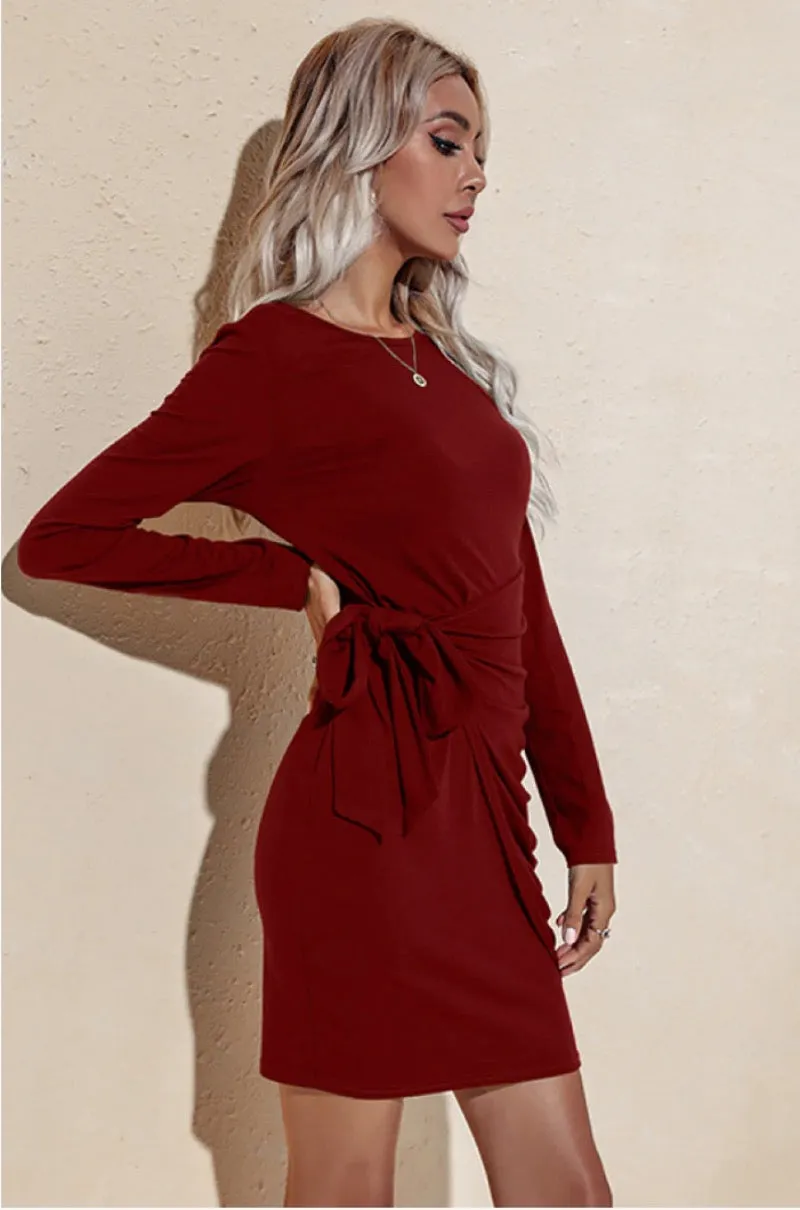 Ruched Tie Mini Dress