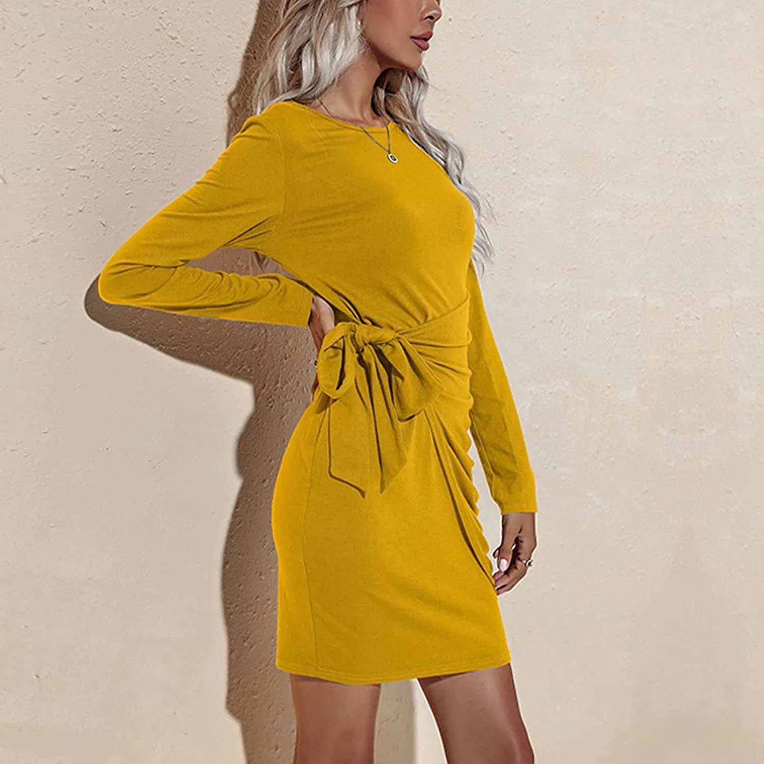 Ruched Tie Mini Dress