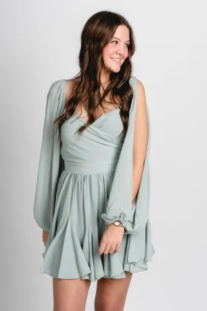 Ruffle mini dress sage