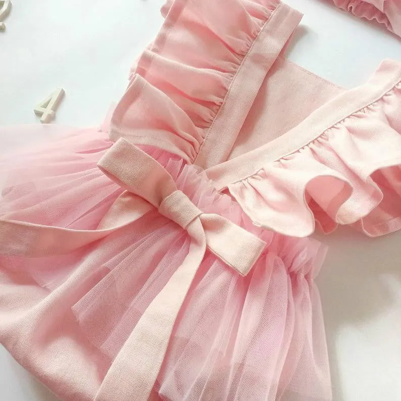 Ruffle Sleeve Cotton Linen Triangle Babies Rompers