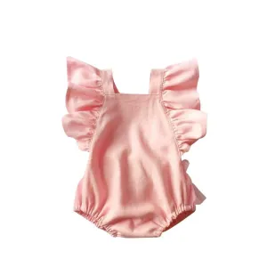 Ruffle Sleeve Cotton Linen Triangle Babies Rompers