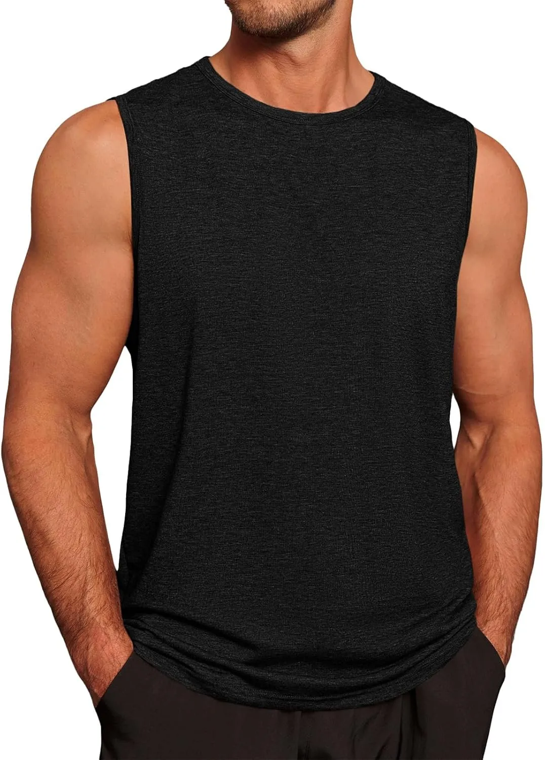 Runcati Mens Workout Tank Tops Sleeveless Gym Muscle Athletic T Shirts Casual Summer Beach Tops