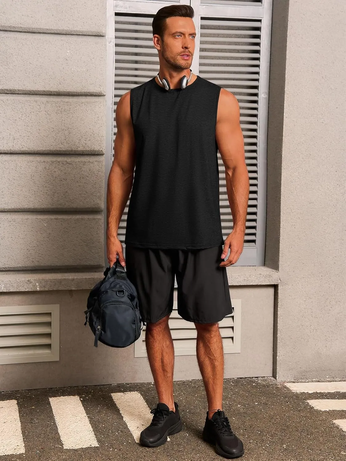 Runcati Mens Workout Tank Tops Sleeveless Gym Muscle Athletic T Shirts Casual Summer Beach Tops