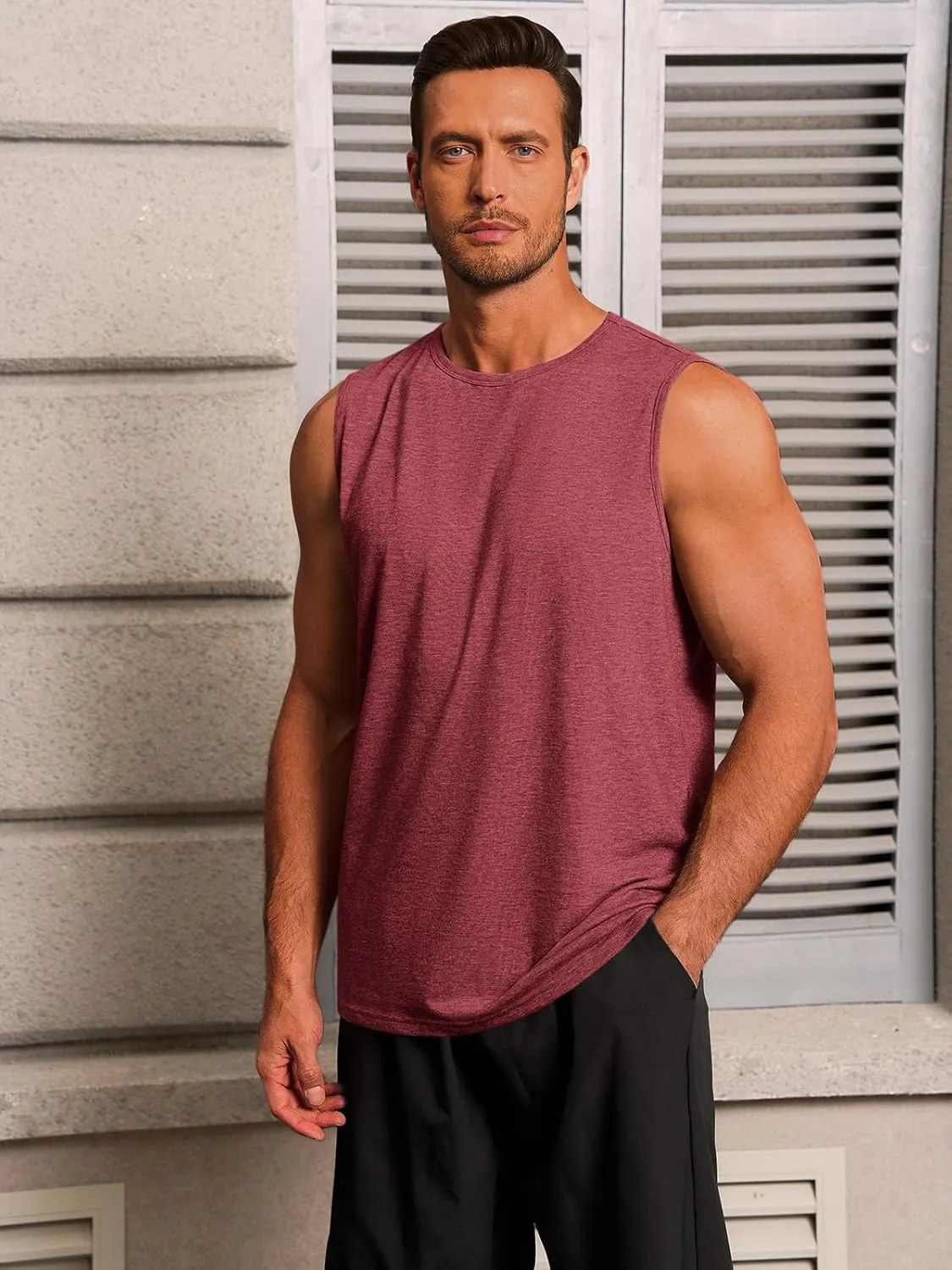 Runcati Mens Workout Tank Tops Sleeveless Gym Muscle Athletic T Shirts Casual Summer Beach Tops