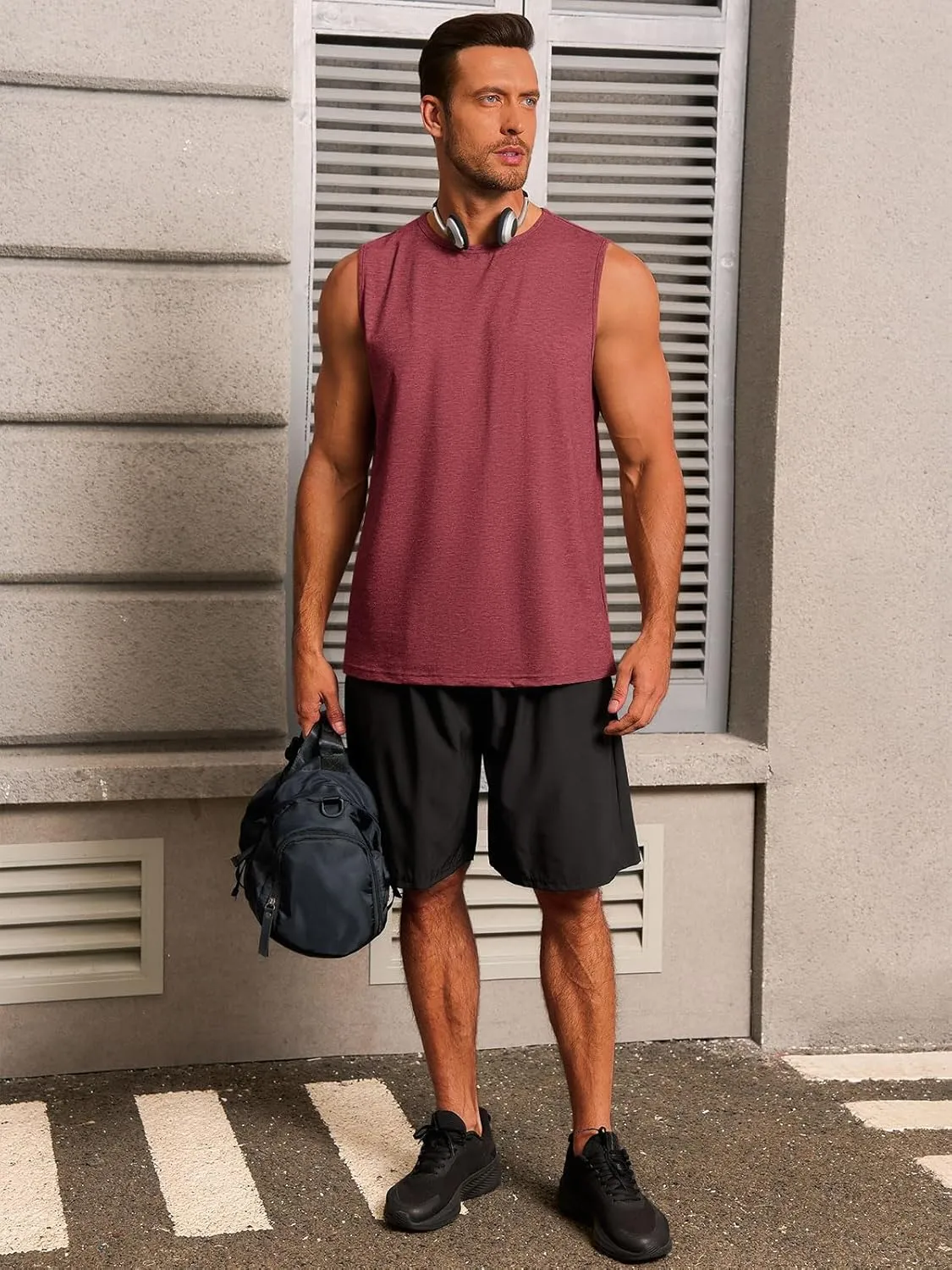 Runcati Mens Workout Tank Tops Sleeveless Gym Muscle Athletic T Shirts Casual Summer Beach Tops