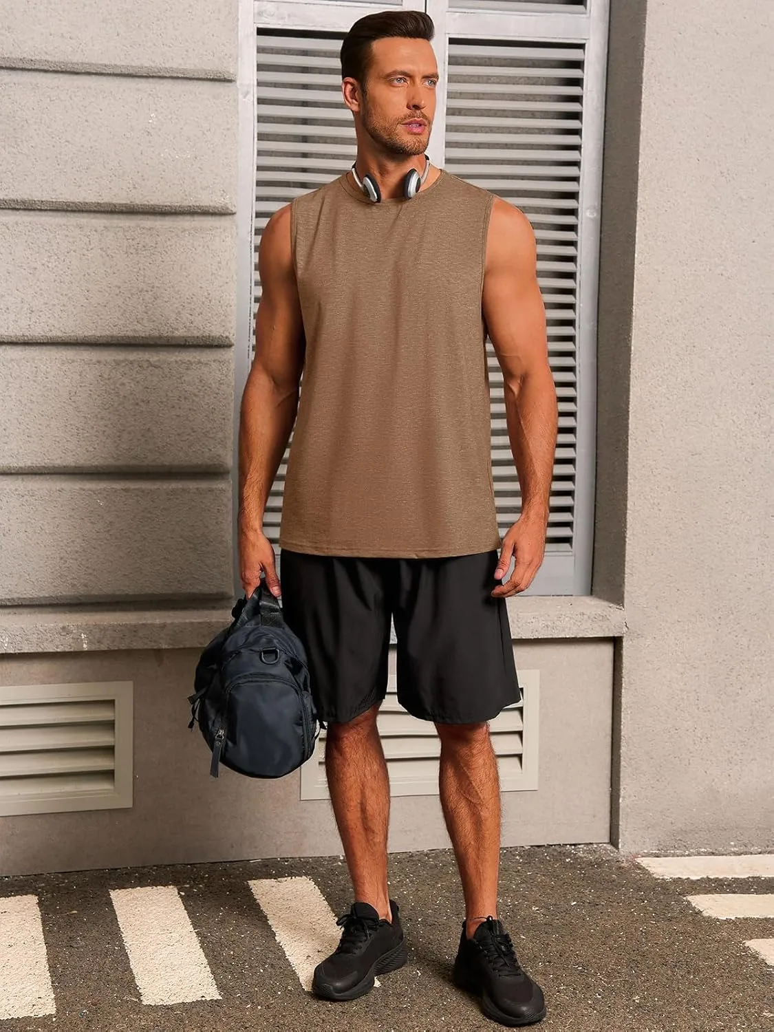 Runcati Mens Workout Tank Tops Sleeveless Gym Muscle Athletic T Shirts Casual Summer Beach Tops