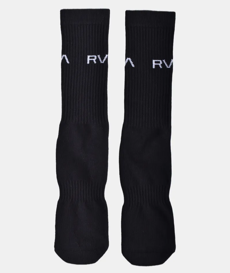 RVCA 2 Pack Basic Logo Crew Socks-Black