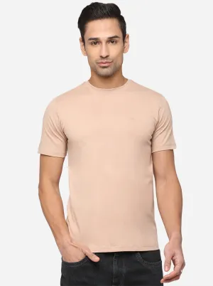 Sand Pink Solid Slim Fit T-Shirt | JadeBlue