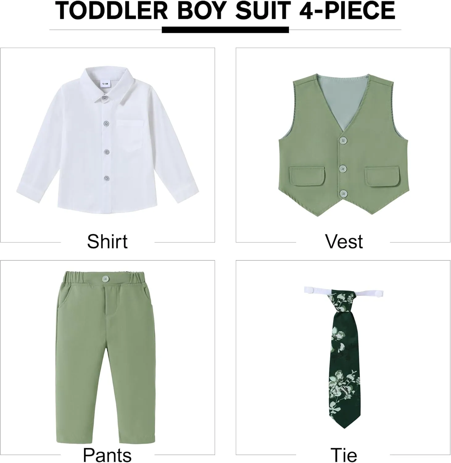 SANMIO Boy Suit Toddler Boys Formal Dress Outfit Shirt Printed Tie Vest Pants Baby Tuxedo Boys Wedding Clothes