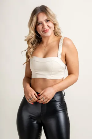 Satin crop top cream