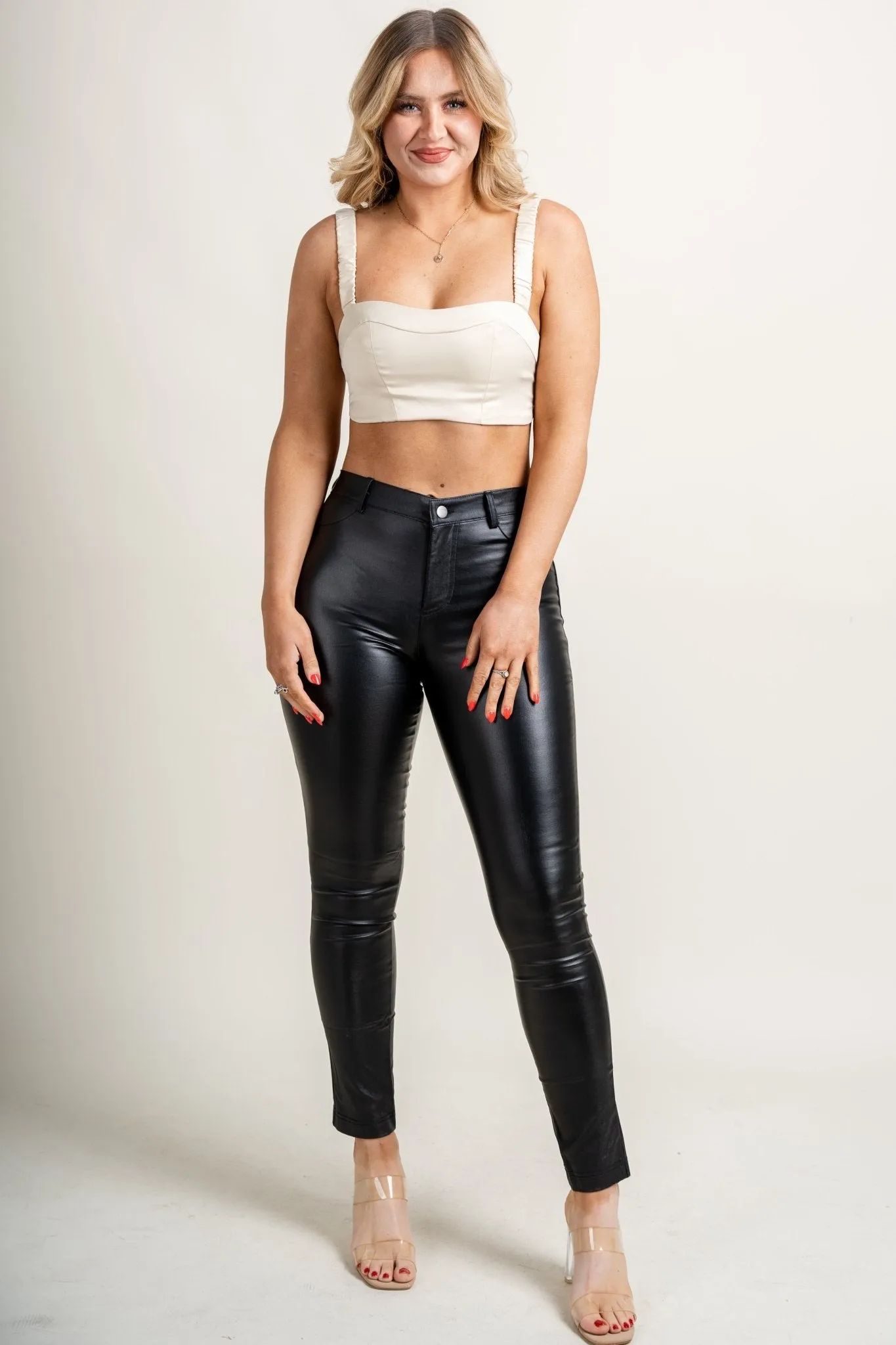 Satin crop top cream