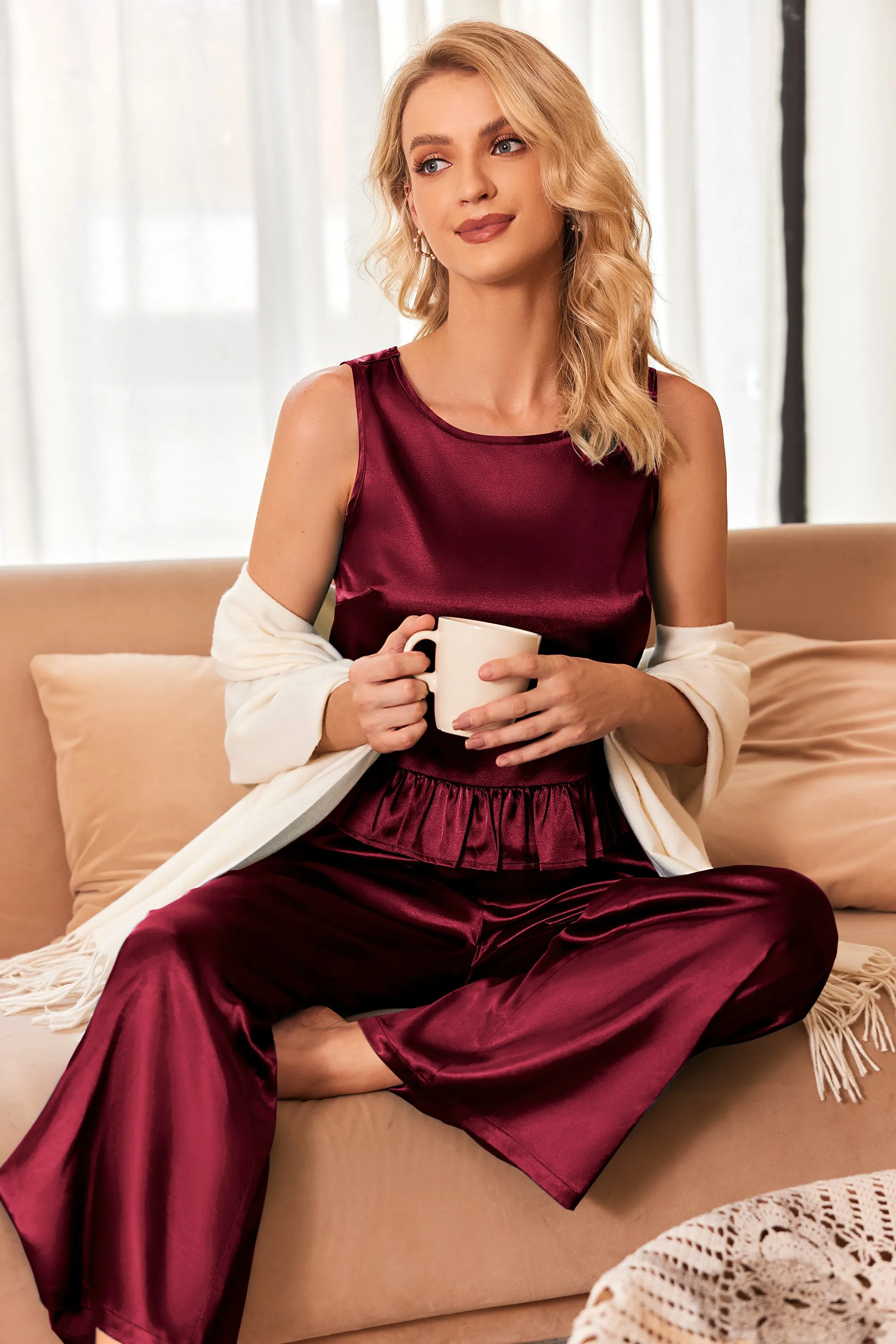 Satin Ruffle 2-Piece Pajamas Set (US Only)