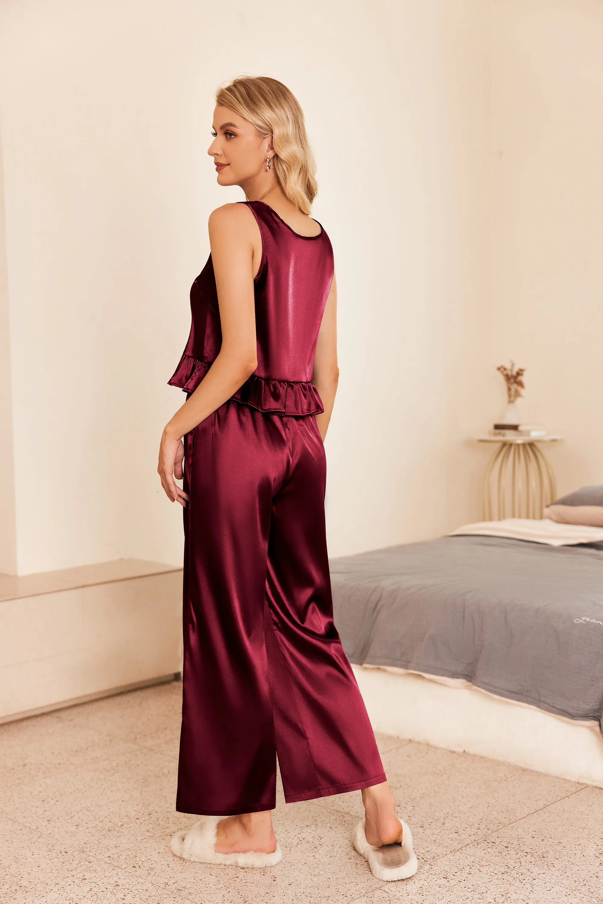Satin Ruffle 2-Piece Pajamas Set (US Only)