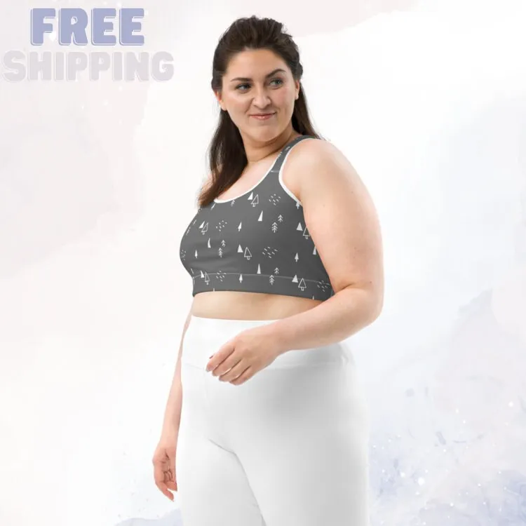 Scandinavian Forest Gray Sports Bra or Bathing Suit Top