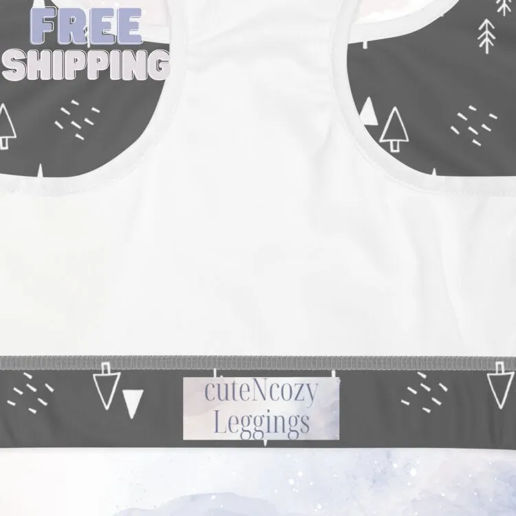 Scandinavian Forest Gray Sports Bra or Bathing Suit Top