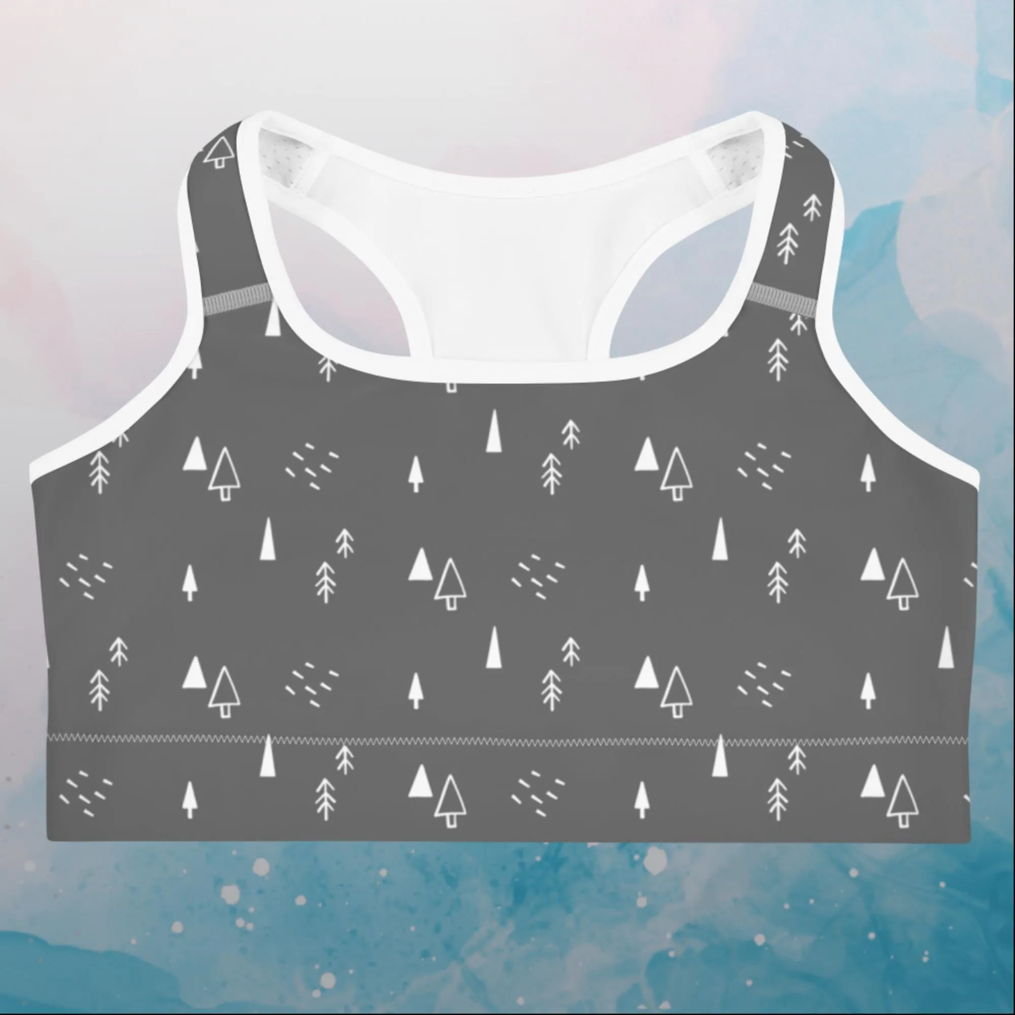 Scandinavian Forest Gray Sports Bra or Bathing Suit Top