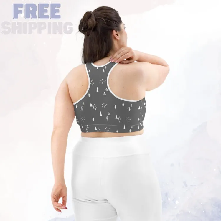 Scandinavian Forest Gray Sports Bra or Bathing Suit Top