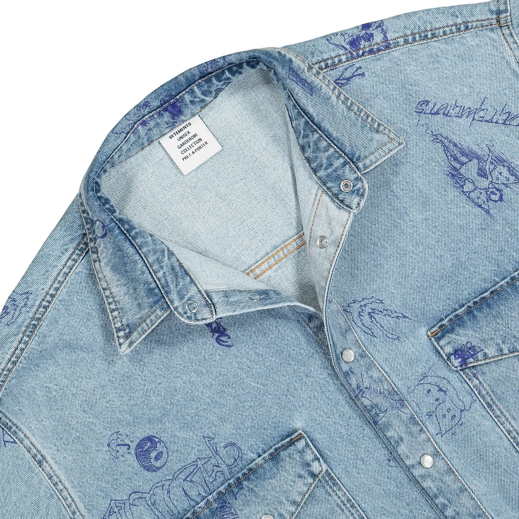 Scribbled Denim Shirt Orta 2801