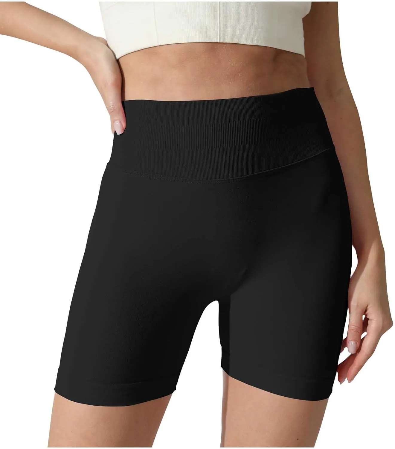 Seamless Biker Shorts for Women, High Waisted Workout Compression Yoga Shorts Gym Running Active Fitness Shorts