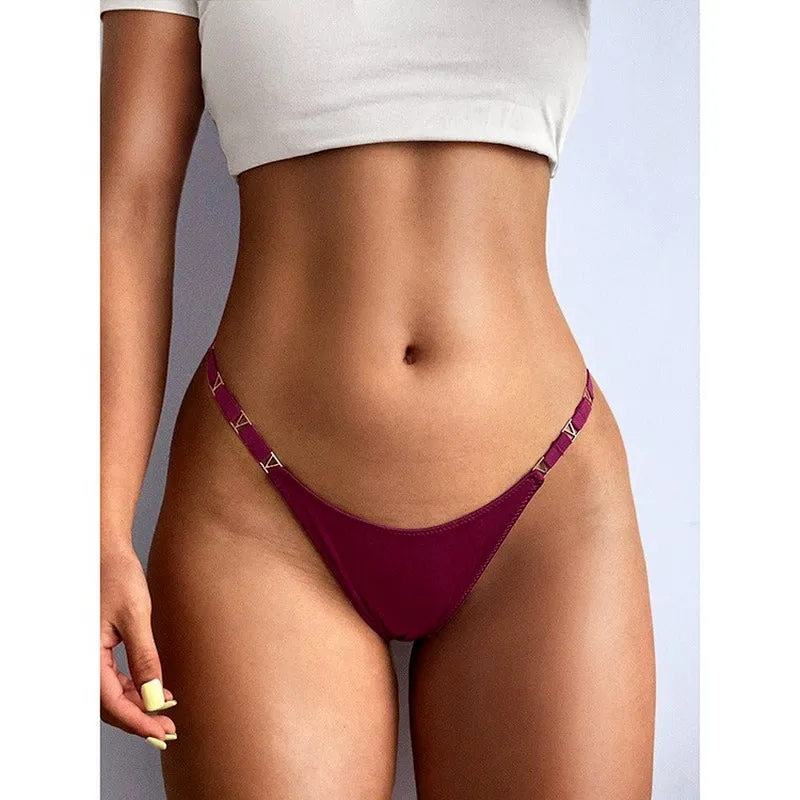 Sexy Metal Ice Silk T Shaped Panties Fitness Exercise Hip Lifting Low