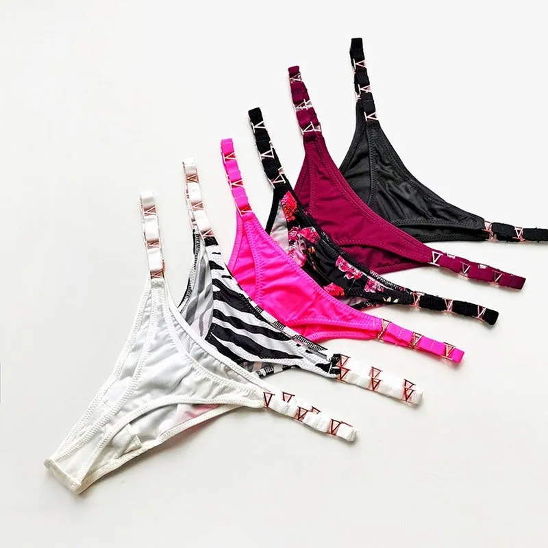 Sexy Metal Ice Silk T Shaped Panties Fitness Exercise Hip Lifting Low