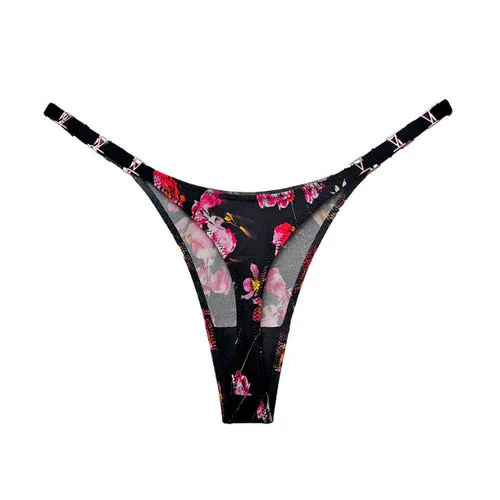Sexy Metal Ice Silk T Shaped Panties Fitness Exercise Hip Lifting Low