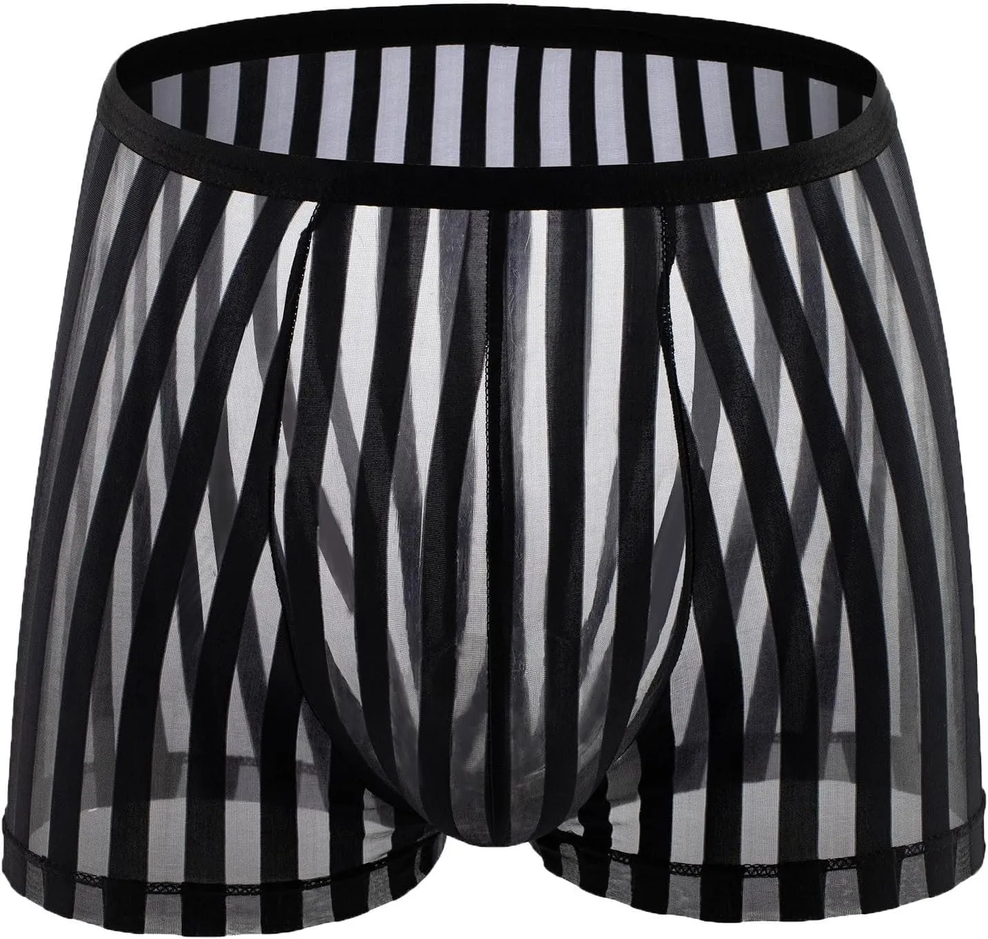 Sexy See Through Boxer Briefs for Men Striped Thin Underwear Breathable Comfort Boxers Trunks for Men