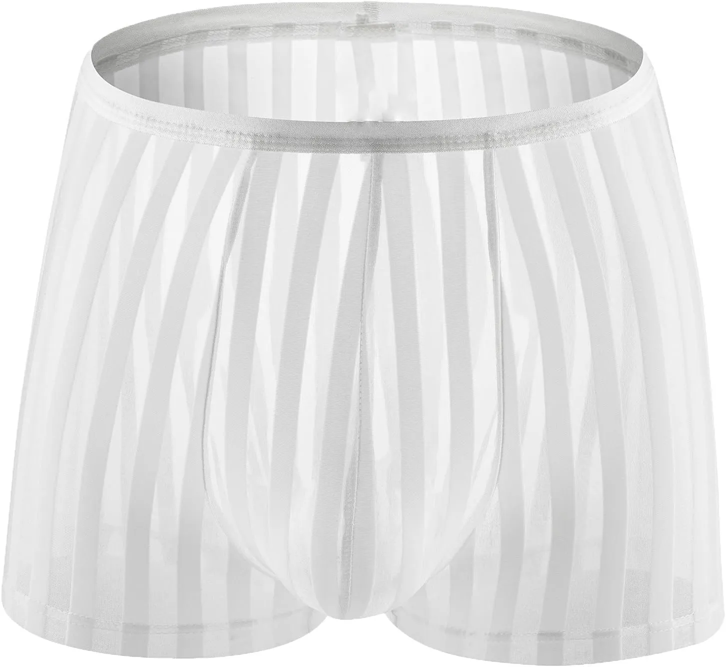 Sexy See Through Boxer Briefs for Men Striped Thin Underwear Breathable Comfort Boxers Trunks for Men