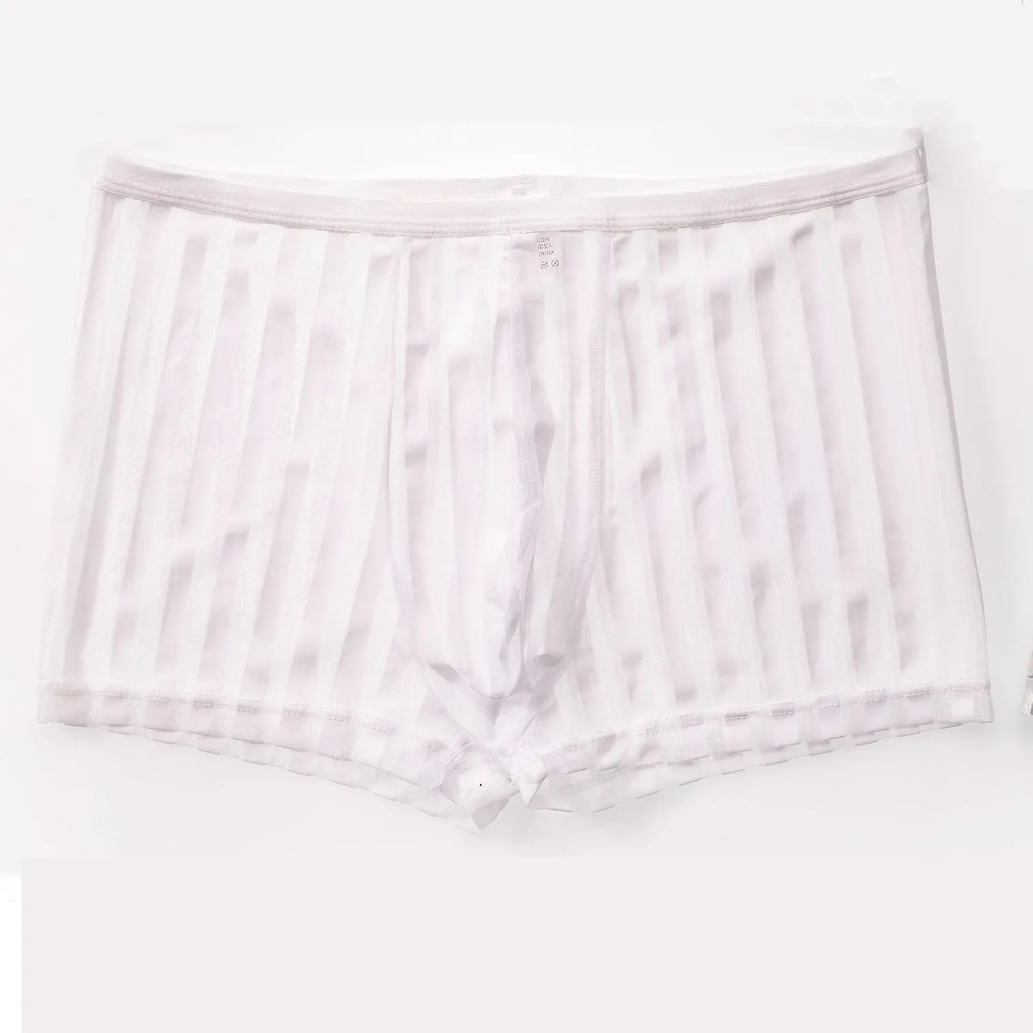 Sexy See Through Boxer Briefs for Men Striped Thin Underwear Breathable Comfort Boxers Trunks for Men