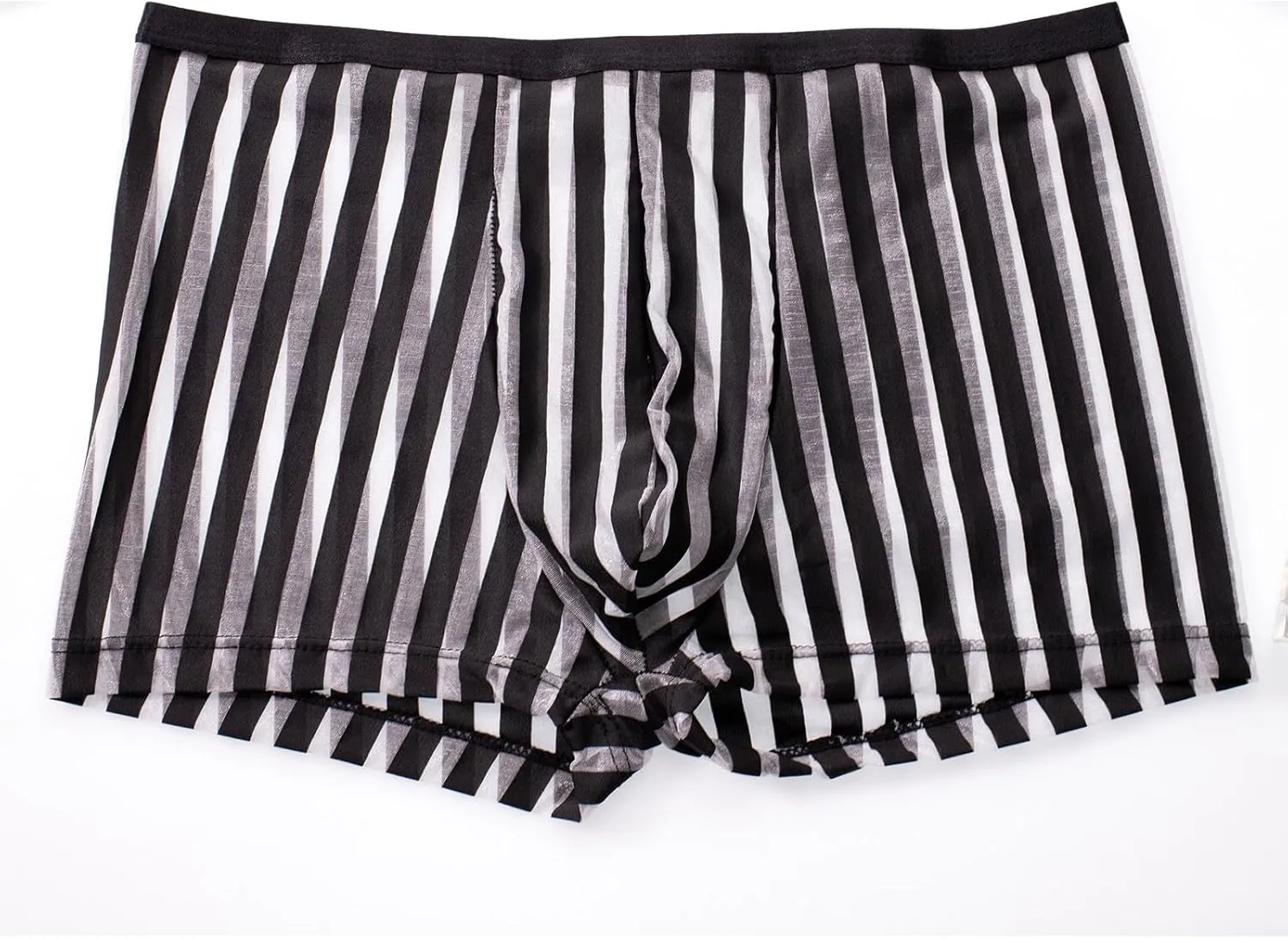 Sexy See Through Boxer Briefs for Men Striped Thin Underwear Breathable Comfort Boxers Trunks for Men