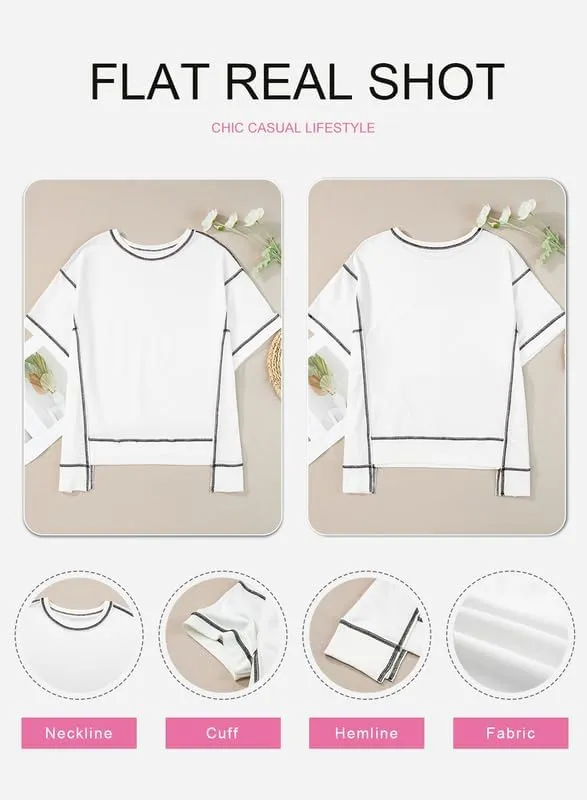 SHEWIN Women's Fashion Oversized T Shirts Casual 3/4 Sleeve Crewneck Summer Tops Tees