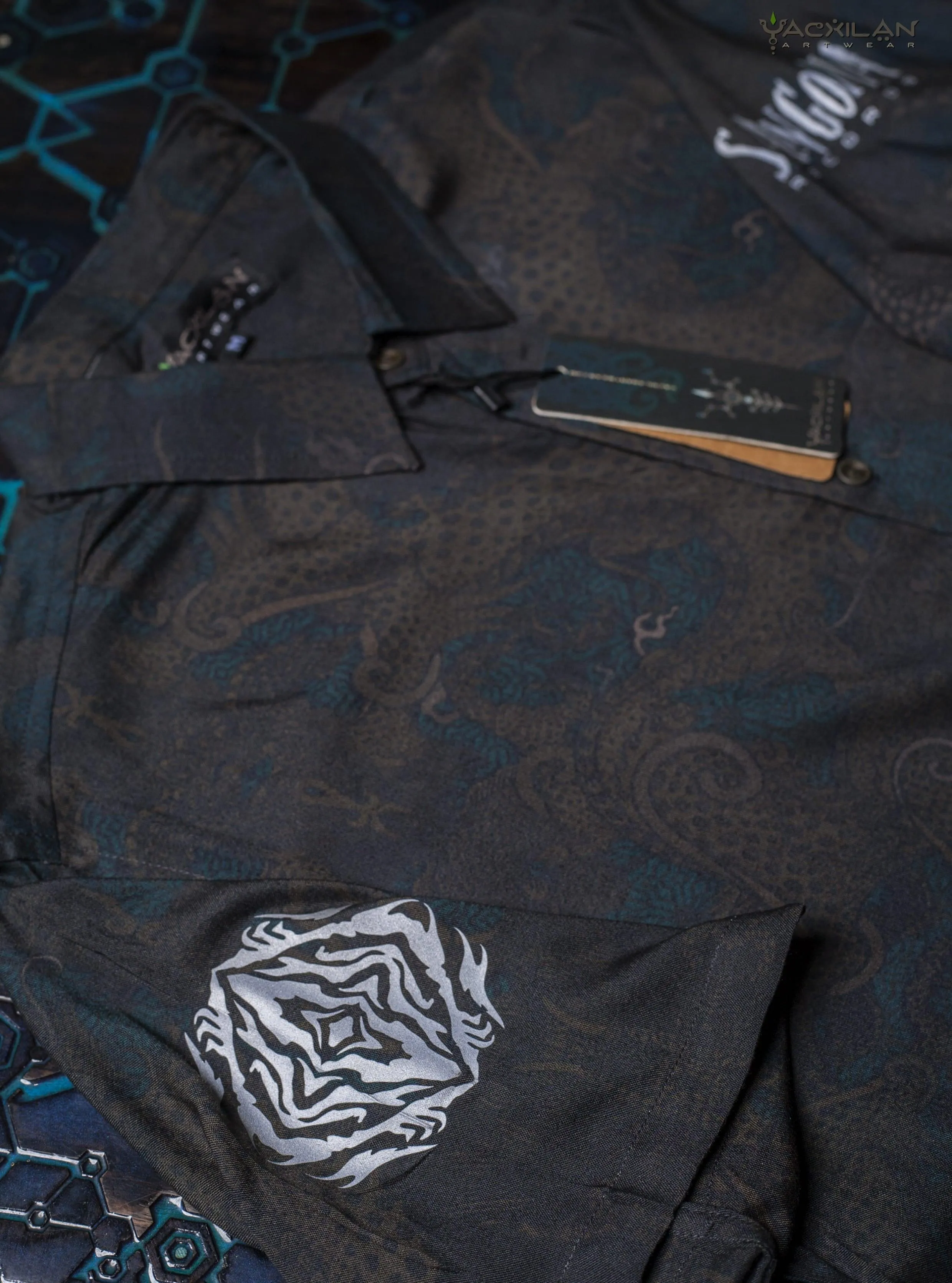 Shirt Men Half Sleeves / Viscose AOP -  DRAGONS Sangoma