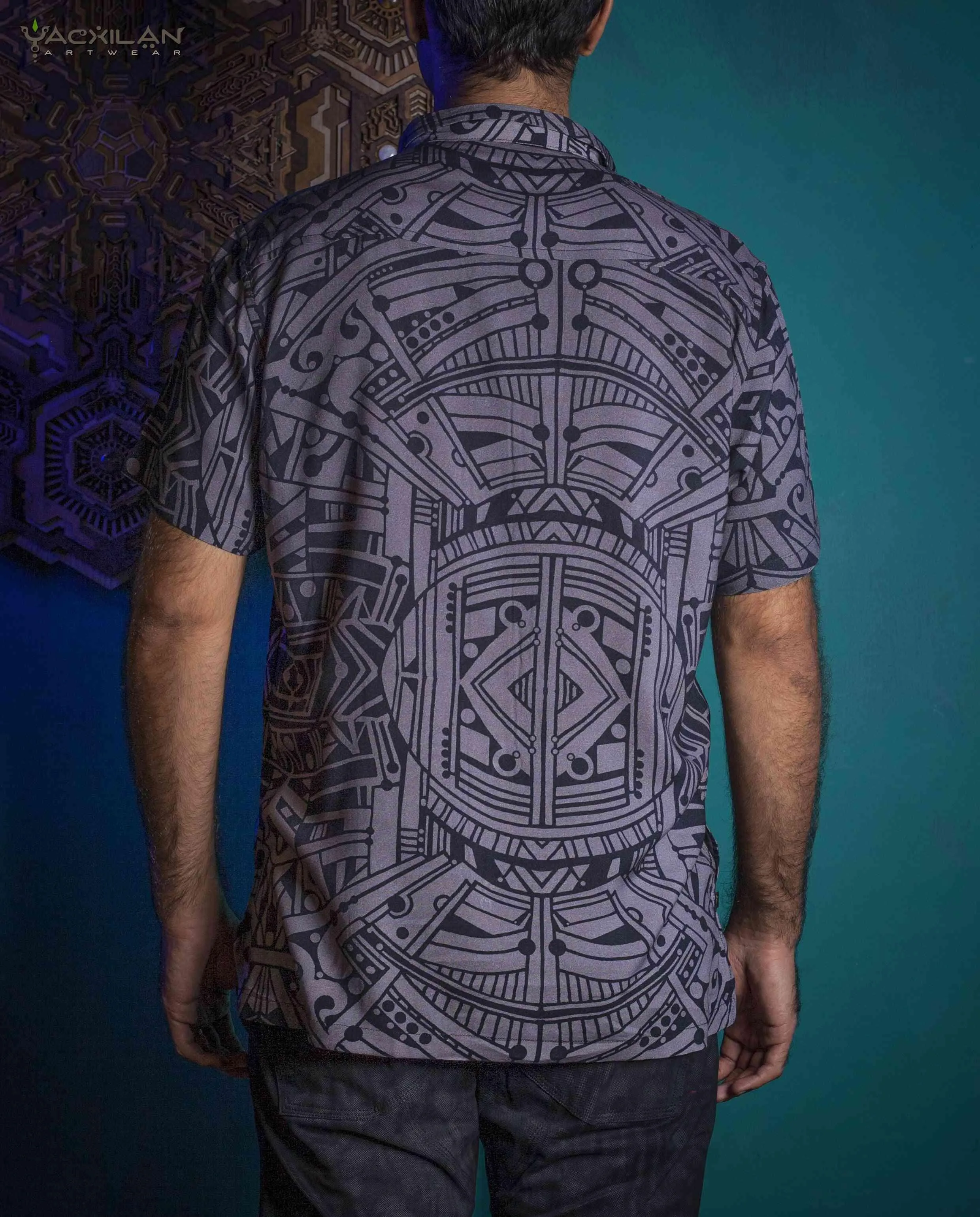 Shirt Men Half Sleeves / Viscose AOP - RETRO FUTURE