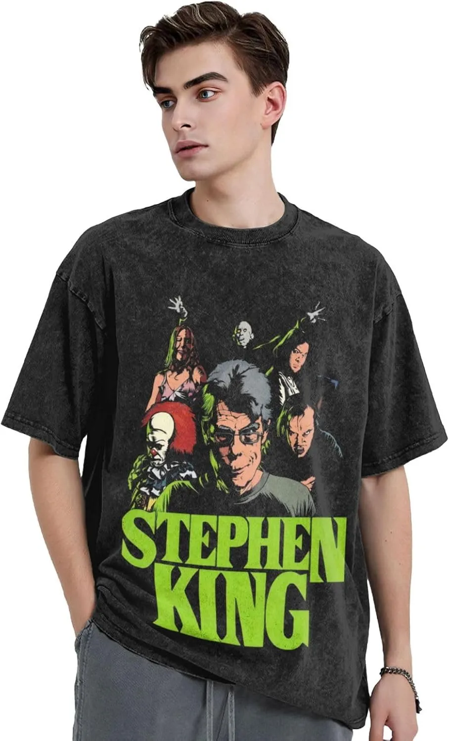Shirt Men Oversized Crew Neck Vintage 80s 90s Tops