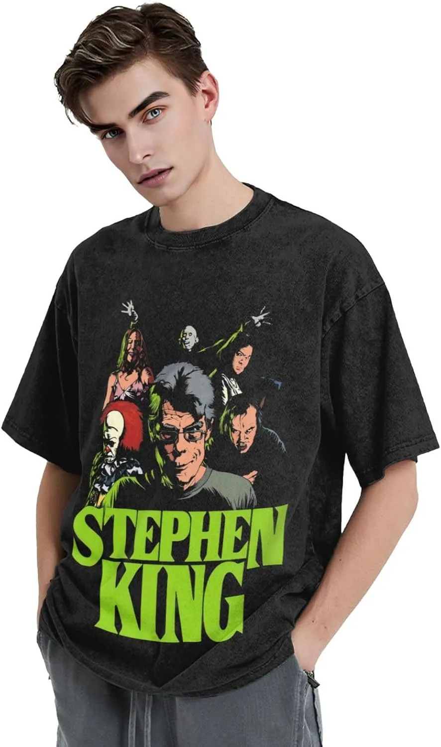 Shirt Men Oversized Crew Neck Vintage 80s 90s Tops