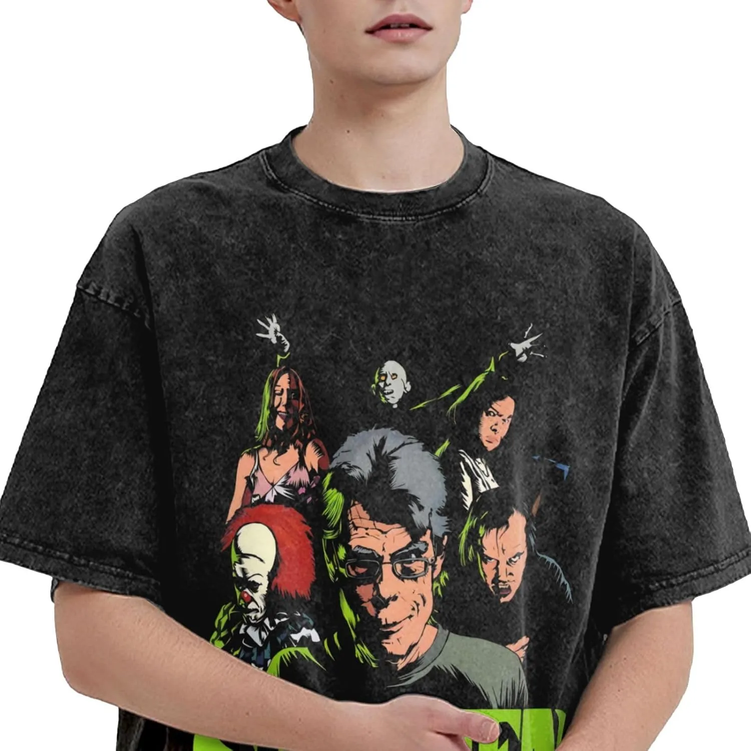 Shirt Men Oversized Crew Neck Vintage 80s 90s Tops
