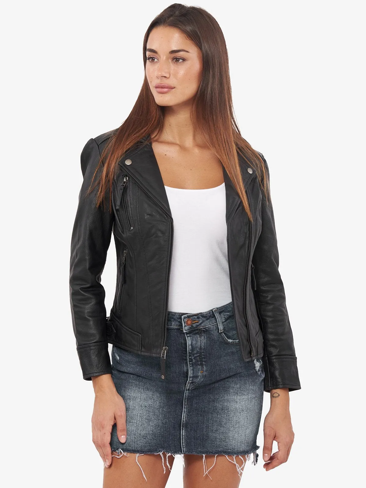 Short Body Leather Jacket for Women By TJS